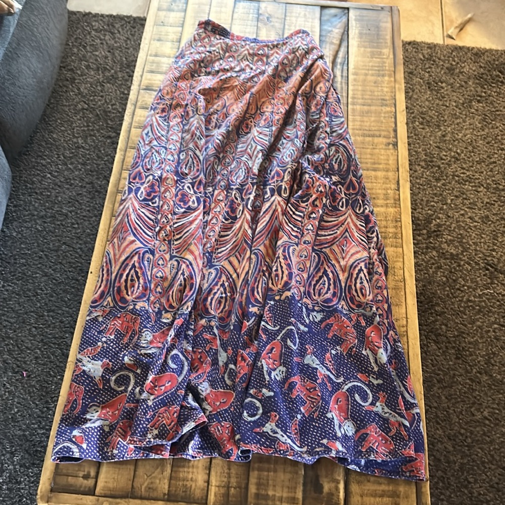 Vintage 1970s Geeta Multicolor Long Wrap Boho Skirt